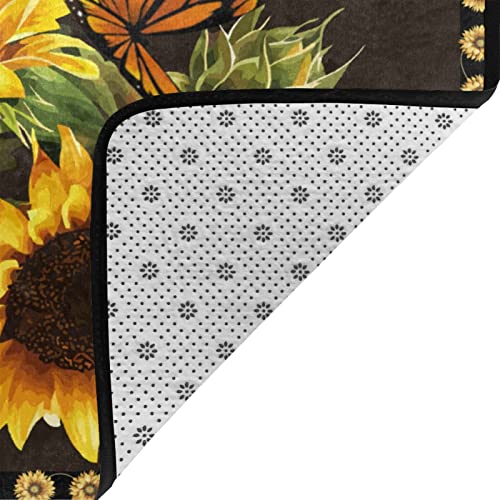 Beautiful Sunflower And Butterfly Area Rug For Living Dinning Room Bedroom Kitchen, Nursery Rug Floor Carpet Yoga Mat #TOP4