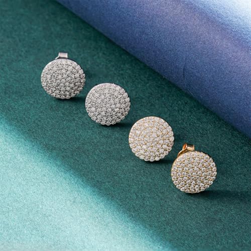 S925 Round VVS Synthetic Moissanite Stunning Iced Out Circle Shape Stud Earrings Jewelry Perfect Birthday Mother’s Day Gift for Men Women Silver Earrings Golden Earrings Wedding Set4