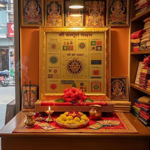 Image of Shri Shree sampoorn sampurna Yantra (Golden, 8 X 8 Inches)