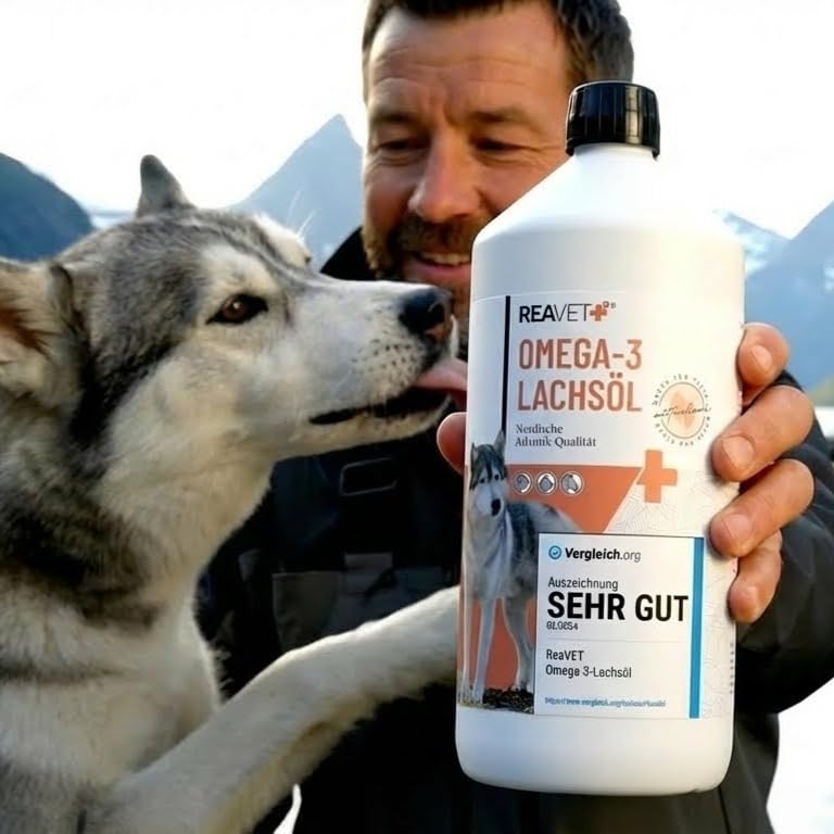 TESTURTEIL SEHR GUT 2025 ReaVET Lachsöl Hunde 1 Liter – Reich an Omega 3 & 6, Fischöl Hund hochdosiert, echte Lebensmittelqualität ohne Zusätze, frisch abgefüllt in Deutschland