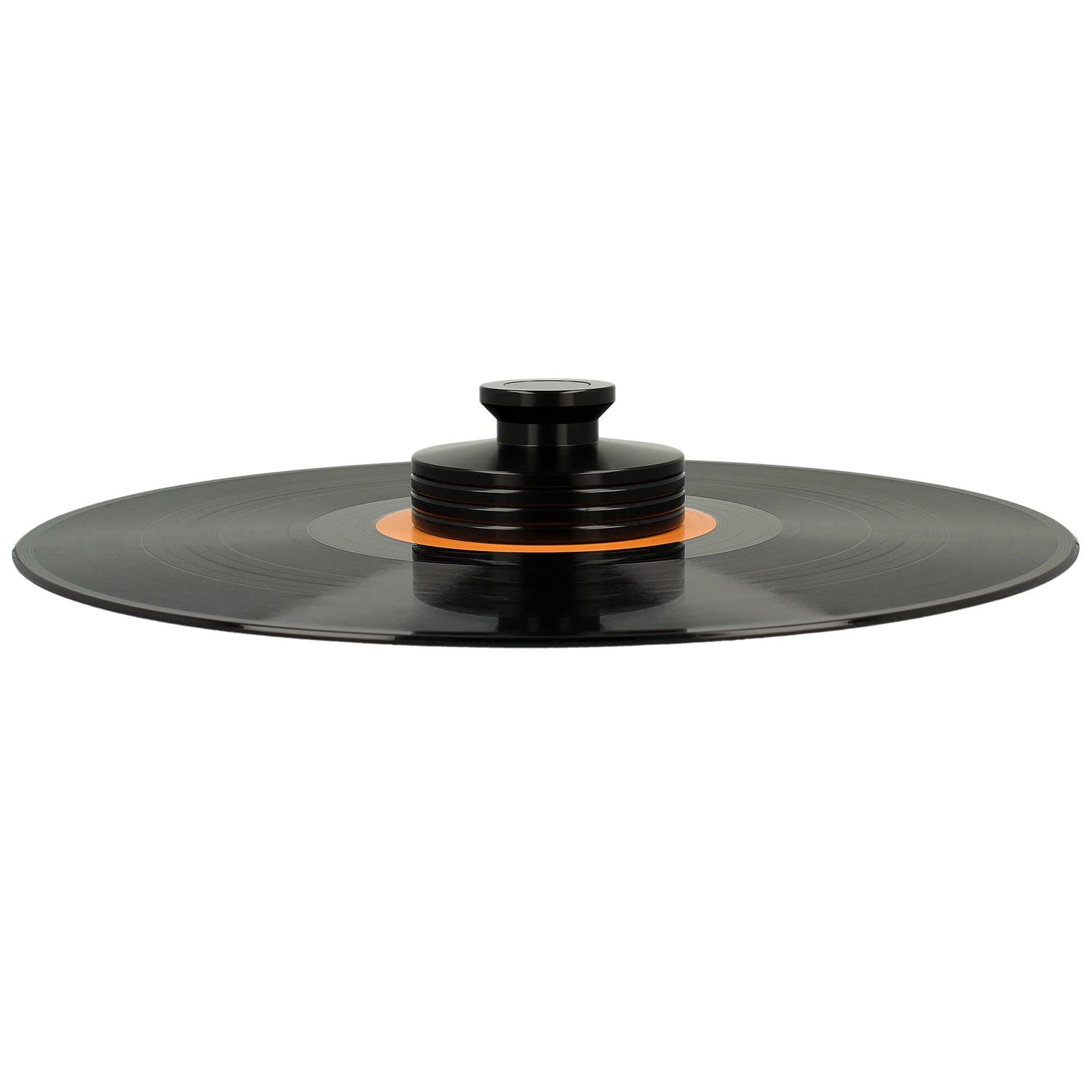 _blank #023bk | Stabilizzatore per Giradischi | Superficie di Supporto in Fibra di Carbonio e Inserto per Impugnatura | Peso del Disco | Alluminio | Nero | Peso del Supporto 335g