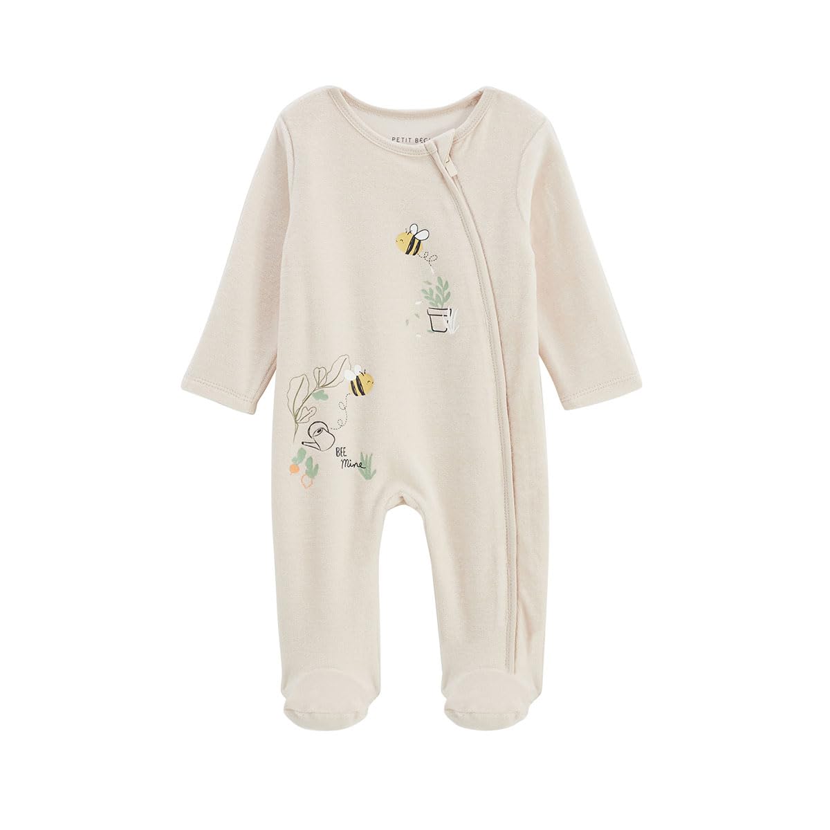 Petit Béguin - Pyjama bébé en velours ouverture zippée Eden