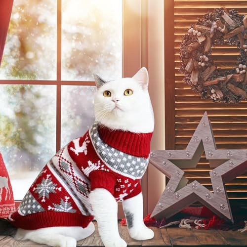2 Stück Pullover Hund klein,Hundepullover,Weihnachten Hundepullover,Haustier Hund Katze Pullover,Hundekostüm Weihnachten für Kleine Hunde und Katzen,Winter Warmer Weihnachtspullover