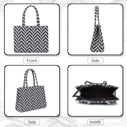 Tahamark-Womens-Printed-Synthetic-Leather-Tote-Bag-for-Office-College-and-Party-Black