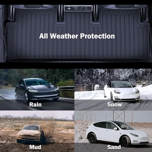 Mteycei Floor Mats 6PCS Compatible with Tesla Model 3 Highland 2024 Replacement for Model 3 Highland Interior Accessories All-Weather Floor Mats Waterproof Anti-Slip Floor Mat Front Rear Cargo Liner