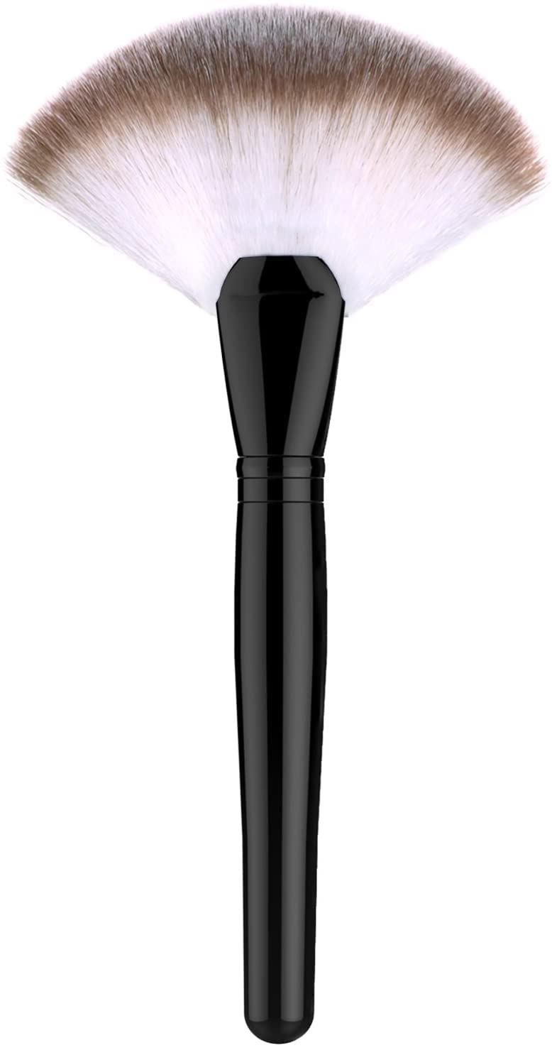 Fan Makeup Brush Professional Highlight Makeup Brush Blush Bronzer Shear Bone Brush,Simple Large Soft and Tight Face Bulsh Powder Foundation Brushes Makeup Tool,Black-picture-12