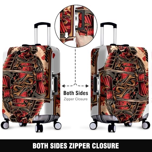 Travel Luggage Cover Suitcase Protector Scratch-Resistant Fit Not Included Suitcase Japanese Samurai Red Heart K M-22-24in2