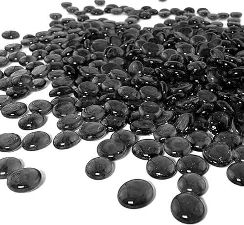 ARSUK 80 Schwarze Glaskiesel – 455 g, Ø 17–20 mm – Hochwertige Dekosteine, Glasnuggets, Bastelsteine für Vasenfüllung, Tischdeko, DIY,...