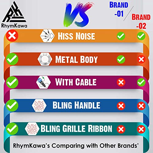 Rb58 Pink Wired Microphone With 3.5M Xlr Cable Connect Singing Machine Karaoke Dj Mixer Speaker System For Adult And Kids, Cardioid Dynamic Vocal Mic Bling Rhinestones Handle And Grille Band With Bag #TOP5