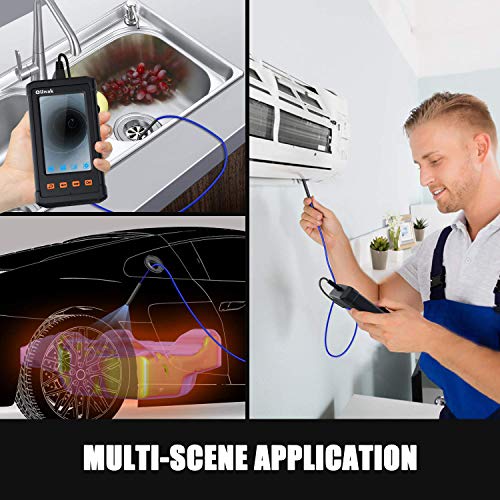 33FT Industrial Endoscope, Oiiwak Borescope Inspection Camera 5.5mm 1080P for Pipe Drain Sewer Plumbing with 4.3 Inch IPS Screen IP67 Waterproof Scope Camera 6 LED Lights(10M/with Tool Box)