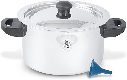 Olla de acero inoxidable, olla de leche de doble pared con silbato y embudo, plata (1.5 cuartos de galón)