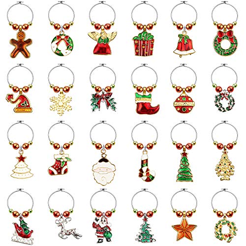 Encantos de copa de vino de Navidad como detalles decorativos para regalos y cenas familiares
