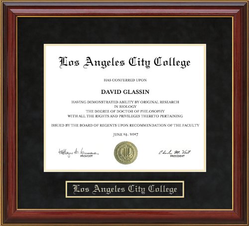 Los Angeles City College (LACC) Mahogany Diploma Frame