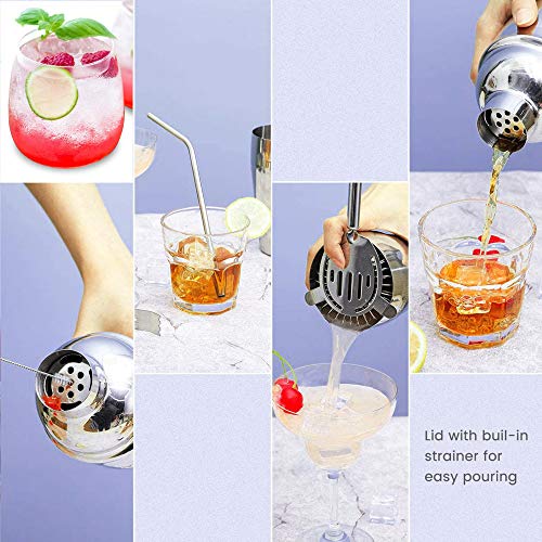 Cocktailshaker Cocktail mixer Roestvrijstalen barman Cocktail Shaker Kit ingebouwde zeef 750ML Voor gemengde dranken… - Afbeelding 6