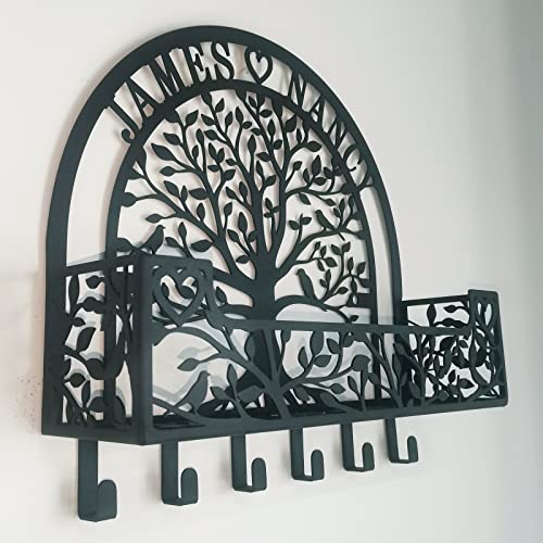 Personalized Key Holder for Wall Mail and Key Holder Organizer Custom Name Key Rack Key Rack and Mail Organizer with Store Shelf Custom Mail Organizer Wall Mount for Entryway Farmhouse Decor