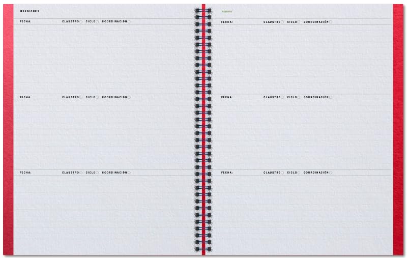 ADDITIO - Aula Planner profesorado | Planificador anual y mensual I Programación semanal I Evaluación I Reuniones I Alumnado I 100% papel I FSC I Tamaño 21 x 28 cm | Español | Rojo