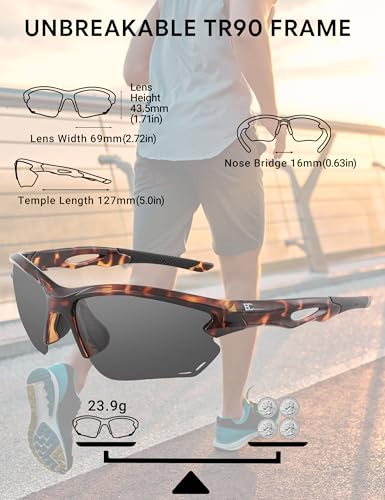 Image of BIRCEN Polarized Mens Sunglasses for Driving: TR90 UV Protection Sunglasses Lightweight Sport Shades for Fishing Golf Trip