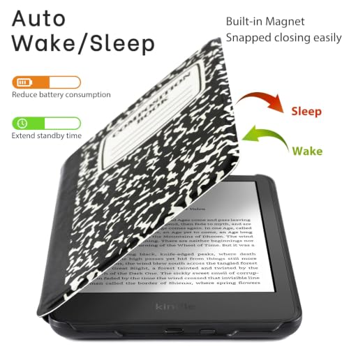 Image of CoBak Case for All New 6 Inch E-Reader 2024 and 2022 (11 Generation) - PU Leather Smart Cover, Auto Sleep and Wake, not Compatible with Kobo Clara and Ocean,Notebook