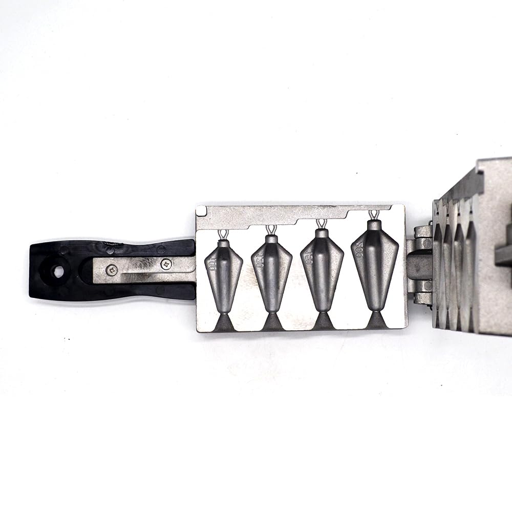 Dimatteo DIY Pyramid Sinker Mold with 4 Cavities and 100g 120g 150g 200g for Saltwater Fishing, 24 pcs 24mm S/S Eyelets Includes