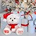 Personalized Christmas Stuffed Animal - Custom White Santa Teddy Bear Plush Toy, Customized X-Mas Holiday Animals Bears with Red Hat, Scarf & Gloves, Gift for Kids & Adults, Measures 11.81 Inches