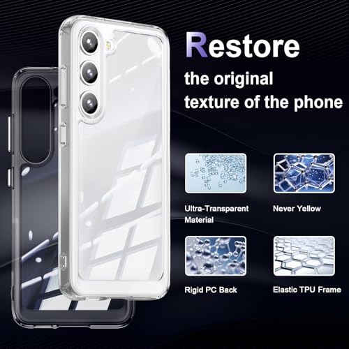 Image of Case for Samsung Galaxy S23 Plus 5G, Military Grade Drop Protection Phone Case, Yellowing Resistant, Anti-Scratch Hard PC Back, Shockproof Hard Ultra-Thin Protective Cover, Clear