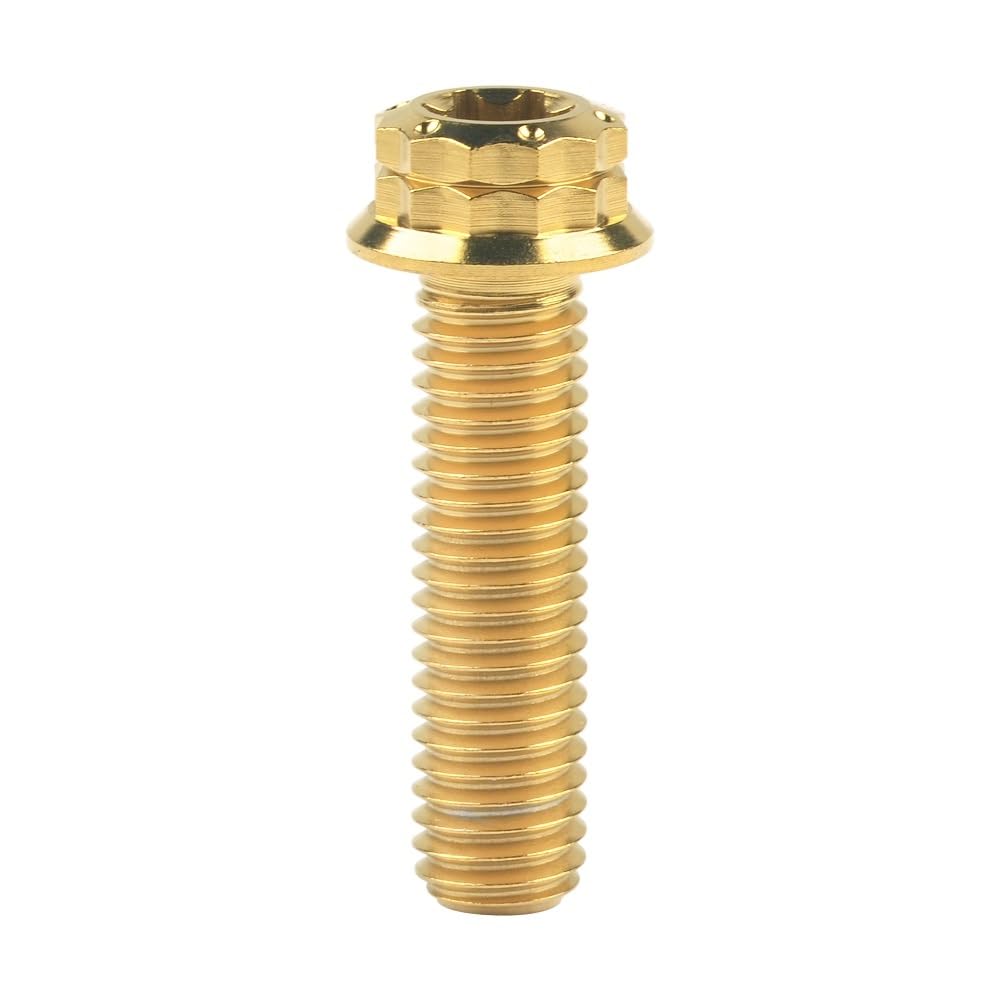 Śruba kołnierzowa M8x15-80mm 12-kątna T40 Śruba Torx o skoku 1,25 do motocykla samochodowego, 1 szt.(Gold,30mm)