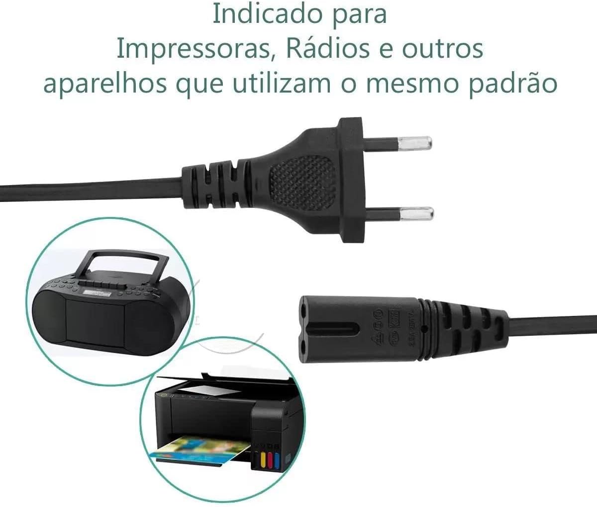 Cabo De Força Energia Bipolar Ps4 Ps3 Tipo 8 10a 1,8 Metros
