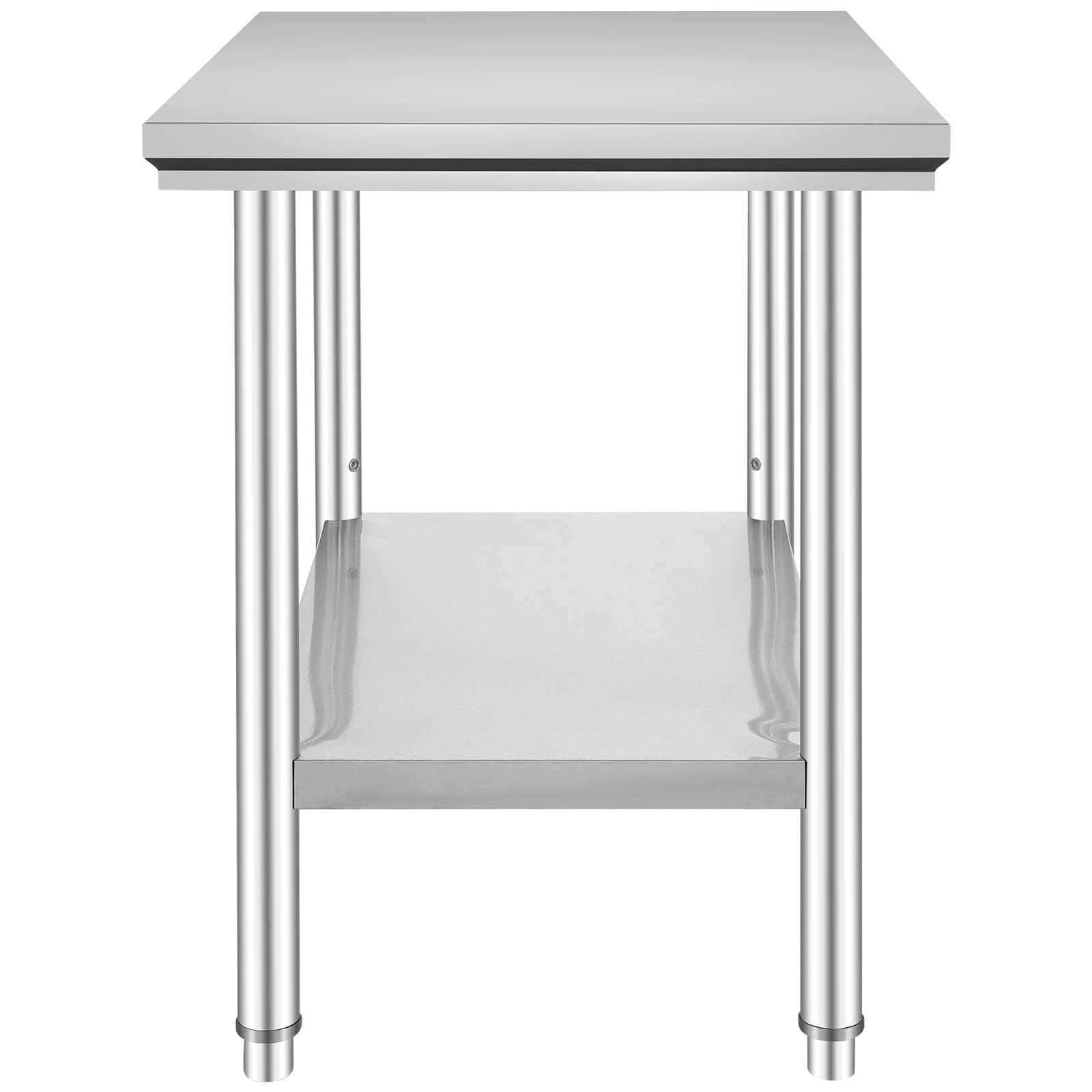 VEVOR Mesa de Trabajo Cocina INOX, Encimera de Trabajo Cocina en 2 Plantas, Mesa de Trabajo de Acero Inoxidable para Preparación de Cocina de Alimentos de Comidas Hoteles Oficinas Hospitales
