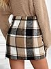 LILLUSORY Womens Plaid Skirt Fall High Waist Flannel Mini Checkered Skirts Winter Corduroy Sweater Dress 2025 Apricot M #3