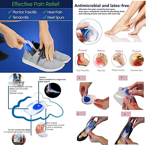 Image of Heel Pads Snugs for Shoe & Height Increase Insoles Shoe Insoles, Self-Adhesive Heel Grips Liner Cushion Inserts for Loose Shoes, Heel Pad for Heel Pain Men Women (Combo)