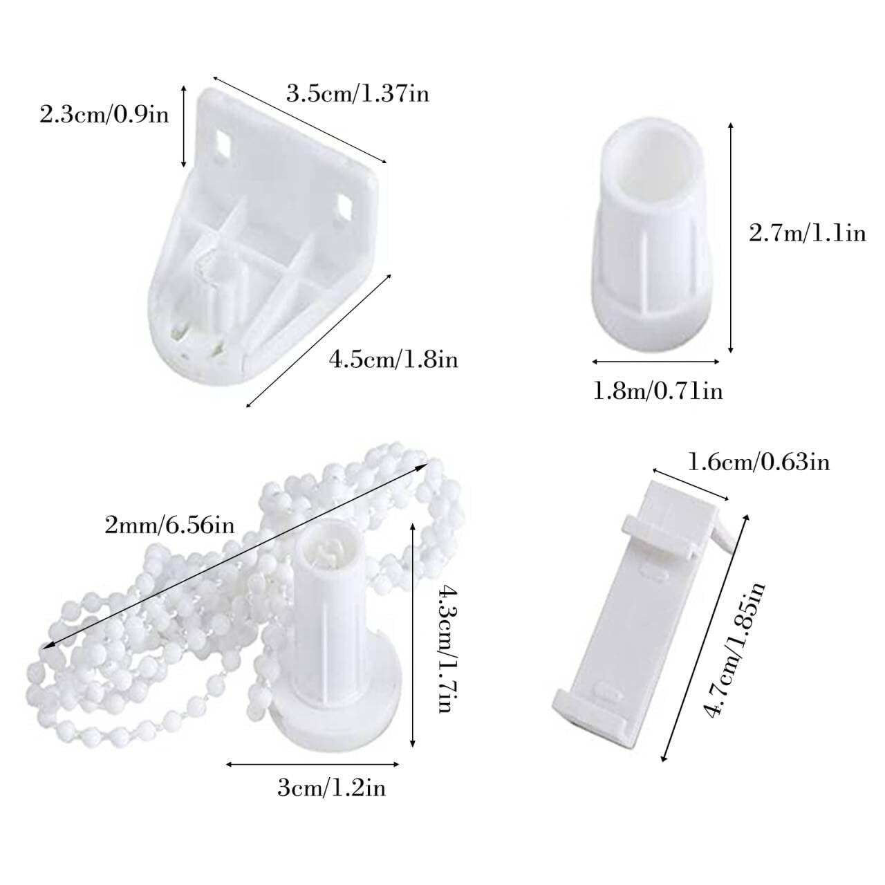 Zestaw 2 rolet, uchwyt do okien, części zamienne, roleta Klemmfix 17 mm, bez wiercenia, roleta podwójna, mocowanie zaciskowe, mocowanie do rolety zaciemniającej, z cięgnem