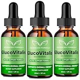 Gluco Vitalis Drops, Official GlucoVitalis Blood Formula Support Liquid Drops - Maximum Strength, All Natural to Support Stable Levels, Energy and Circulation, Gluco Vitalis Gotas Reviews (3 Pack)