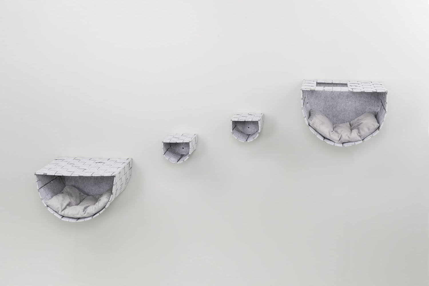 Frehi Light Gray Wall Mount Cat Tree Set with Condos and Perches
