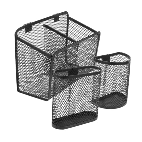 Parliky Organizador De Mesa Com 3 Peças Para Canetas E Lápis, Em Metal, Com Suporte Para Canetas E Lápis Em Tela. Organizador De Mesa Em Tela Metálica.