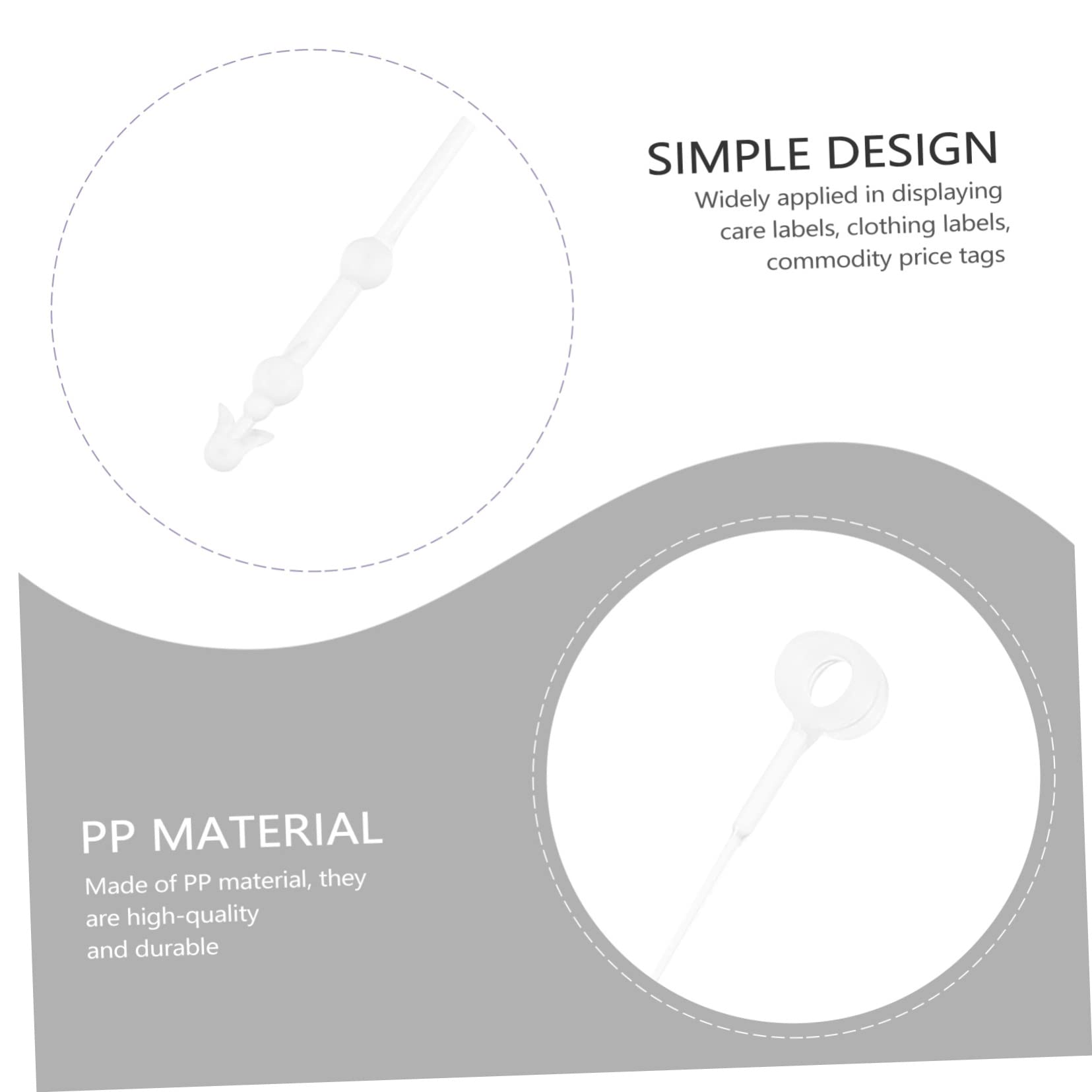 MUCKLILY 5000pcs Trademark Tag Line Pp Clear Tag Fastener Round Head Tag Cord Transparent Hanging Tag Cord Round Head Tag Fastener Tag Loop Lock Tag Fasteners White