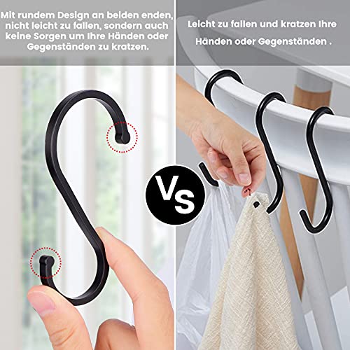 ACMETOP S Haken, 12 Stück Haken zum Einhängen passender Durchmesser 21mm/32mm, Hacken Aluminium Küche, Schrank, Garage und Garten für hängende Töpfe und Pfannen, Kaffeetassen, Kleidung, Pflanzen
