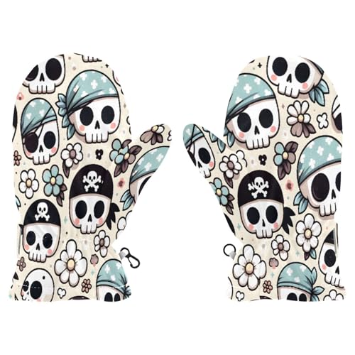 Kid's Winter Gloves Children Warm Gloves Cute Skull Head for Boys Girl Age 4-6 Years