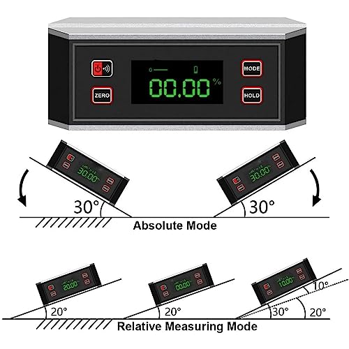 Medidor digital de ángulos con base magnética en V miniatura 7