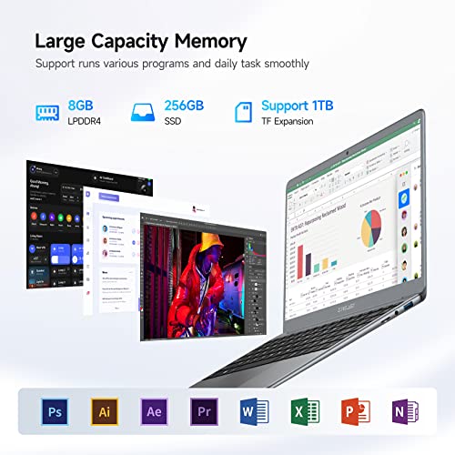 TECLAST Laptop 14 Zoll 8GB RAM+256GB ROM, F7 Plus2 Notebook, Windows 11 Computer, Intel N4120 Turbo 2.6GHz Prozessor 1920 * 1080 FHD, USB*2, Mini-HDMI,TF – Bild 7