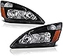 VIPMOTOZ OE-Style Headlights Headlamps Assembly For 2003-2007 Honda Accord 2 Door Coupe 4 Door Sedan 4 Cylinder V6 Hybrid, Black Housing Clear Lens Driver & Passenger Side Pair Set
