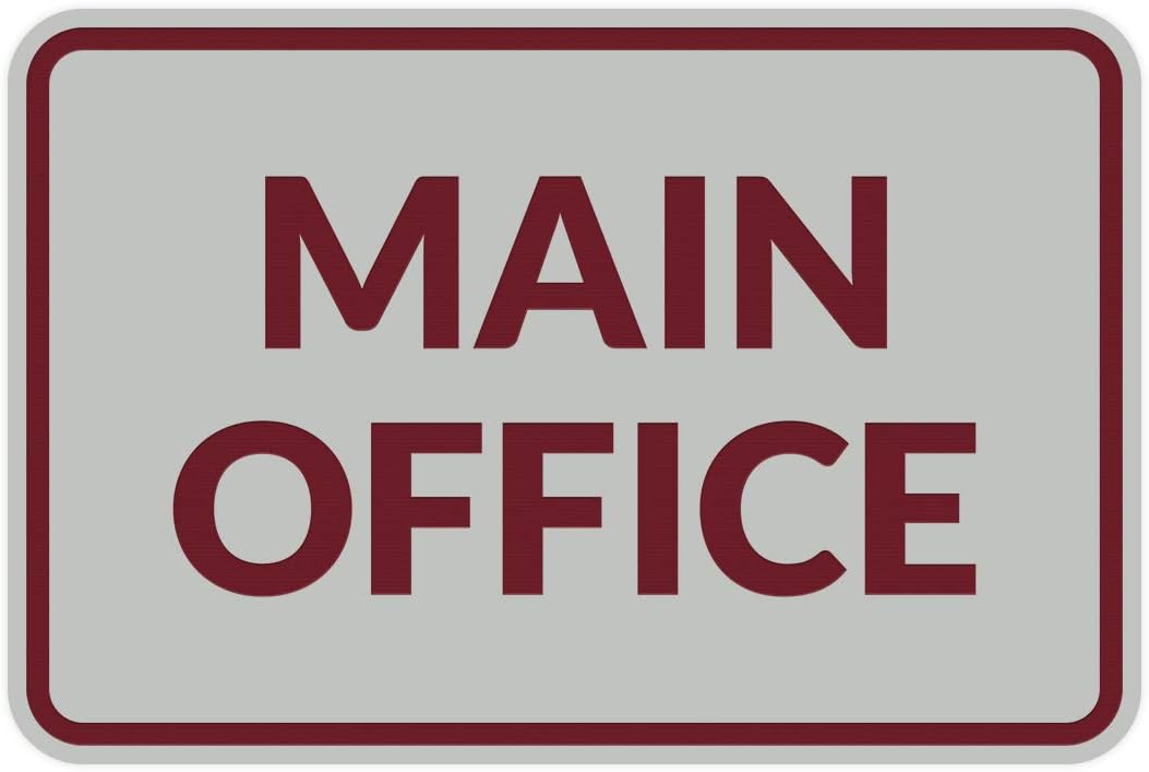 Signs ByLITA Classic Framed Main Office Sign (Light Grey/Burgundy) - Large