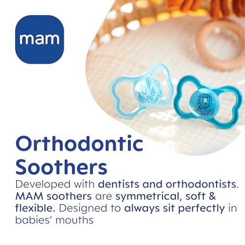 MAM Air Soothers 6-18 Months | 2 Pack | Orthodontic Design | Comes in Dummy Steriliser Case | Sustainable Materials | Baby Accessories | Pink (Various Designs) - Image 6