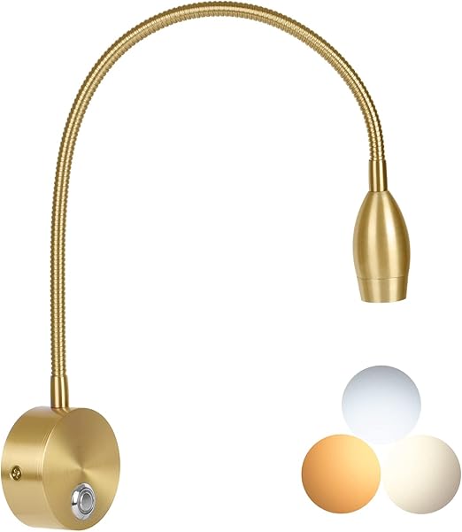 Adust Bedside Reading Light, Bedroom Reading Lamp, 3W LED Touch