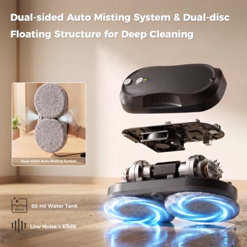 Image of KKI Window Cleaning Robot, Auto-Dual Spray,for High-Rise Windows 4min /㎡ | Robot Window Cleaner Dual Max 6400pa, Inside Outside 3 Cleaning Modes,Remote Control ,Anti-drop,UPS Battery 10Cloths