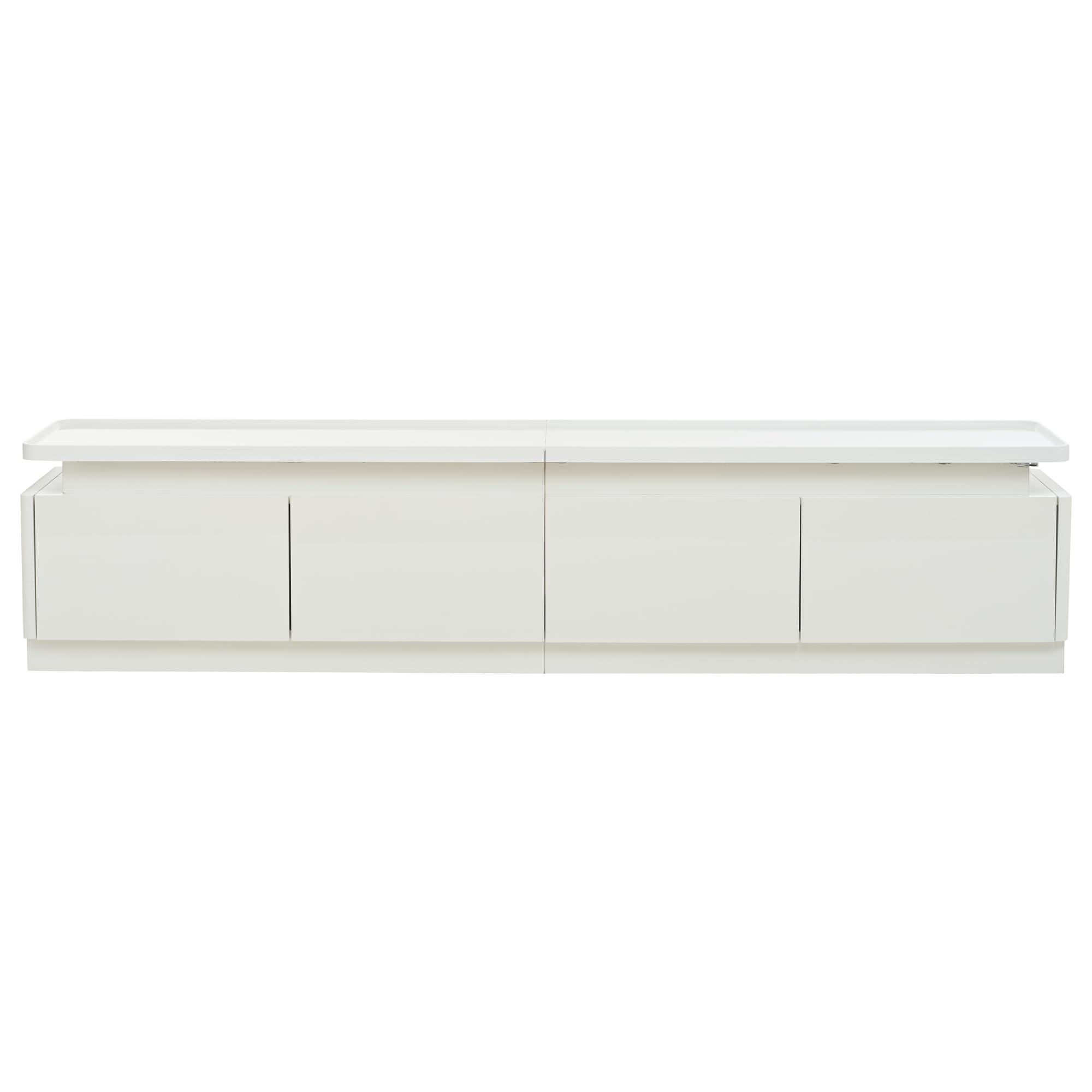 SACOOL Gabinete de TV blanco de alto brillo 180 x 34 x 40 cm con LED y 4 cajones, soporte de TV y gabinete de TV, tablero y mesa de TV, armario de TV y mesa de TV adecuado para televisores de 80