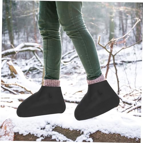 Cubiertas impermeables para calzado de silicona Hemobllo, 1 par, diseño flexible y fácil de limpiar, para actividades al aire libre, negro, para barro y lluvia miniatura 3
