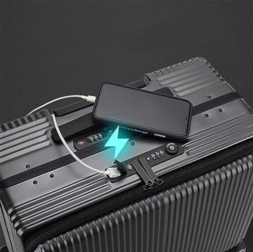 Suitcase Front Opening Boarding Suitcase Checked Carry On Luggage TSA Code Lock with USB Interface Luggage(C)4