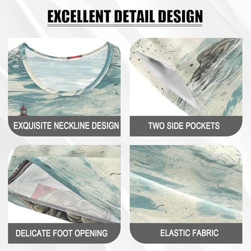 ALAZA Retro Style Nautical Lighthouse Pajama Set Short Sleeve Sleepwear Soft Lounge Nightwear4