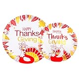 NOCCUR 60PCS Thanksgiving Plastic Plates - Thanksgiving Plates - Heavy Duty Gold Plastic Plates Include 30 Thanksgiving Dinner Plates and 30 Salad Plates - for Thanksgiving
