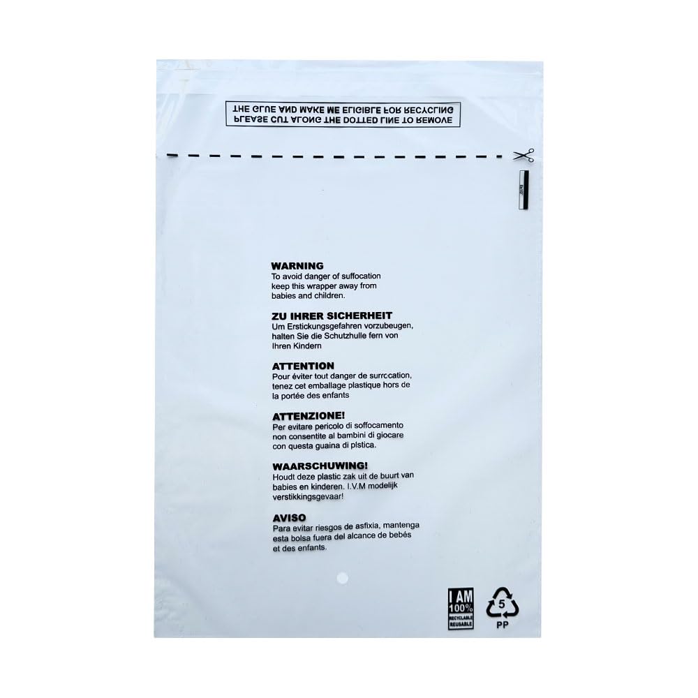 6.5" x 9" (165mm x 230mm) - 100 Pack - Clear Garment Poly Bags - Self-Sealing, Dust-Free Clothes Protection, Transparent, FBA Approved Suffocation Warning - for Travel, Storage & Retail - Clear Bags